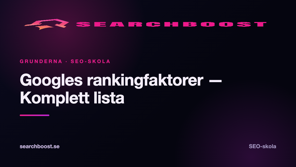 Googles rankingfaktorer — Komplett lista