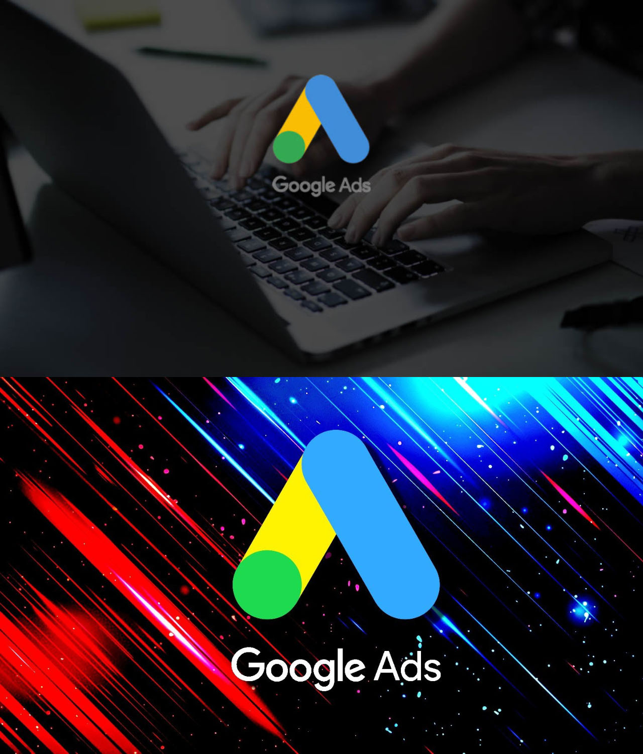 Visar bild på google Ads i olika färger.